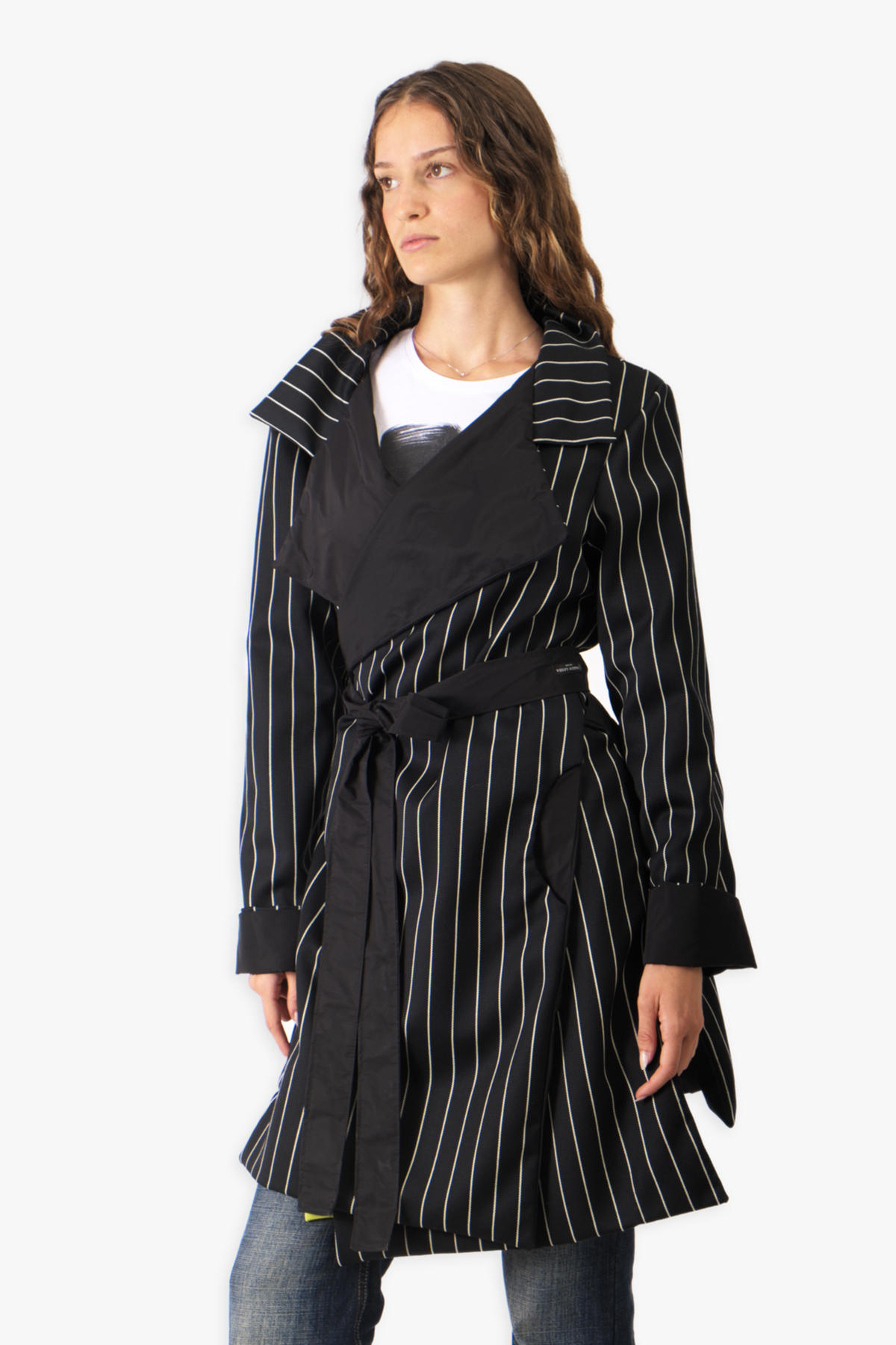 Double-Face Pinstripe Trench — view 9
