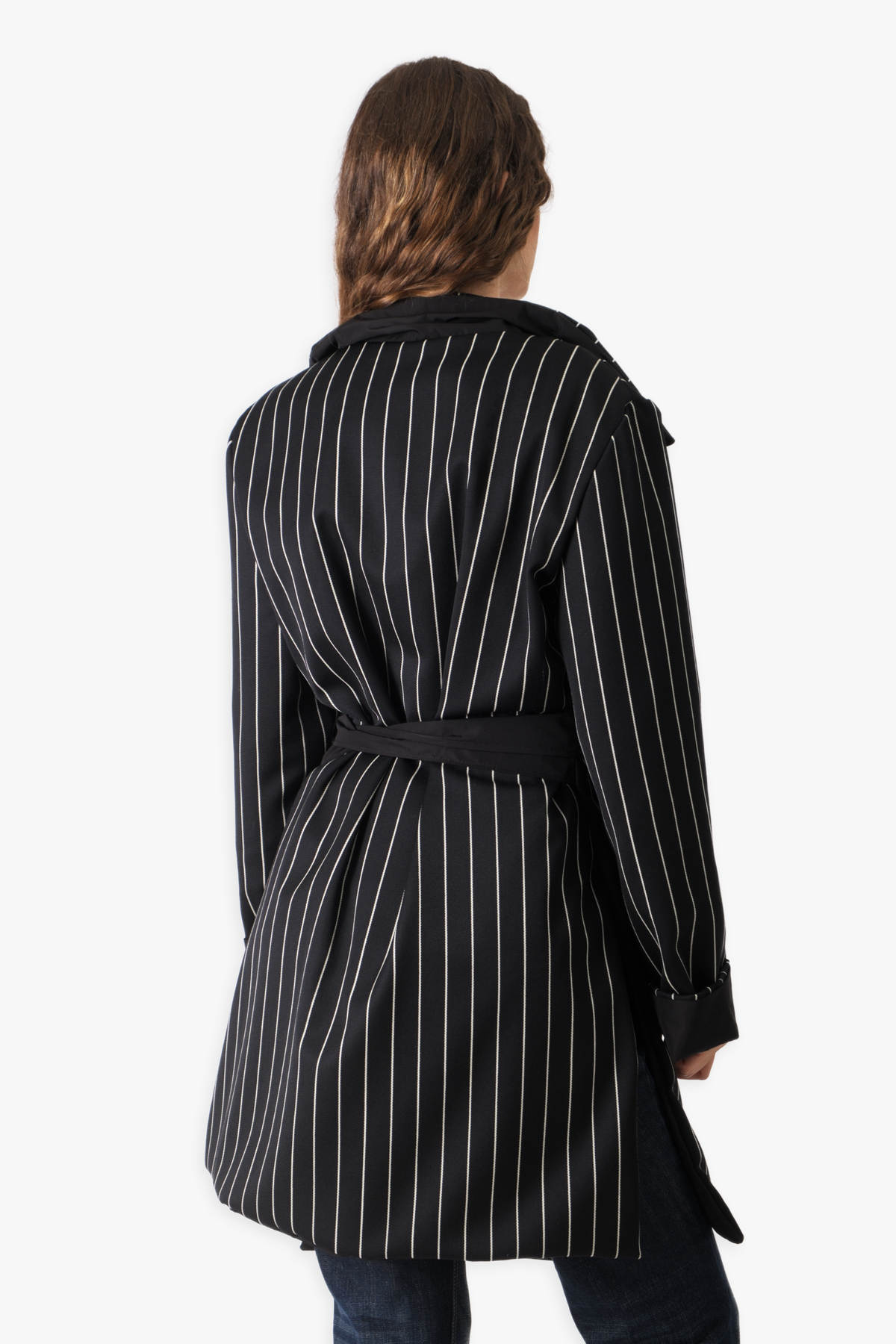 Double-Face Pinstripe Trench — view 10