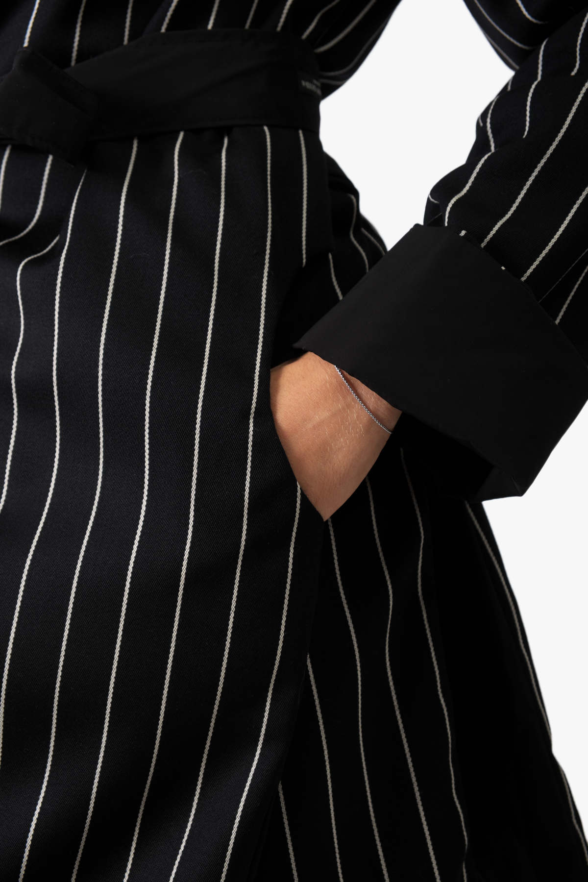 Double-Face Pinstripe Trench — view 12