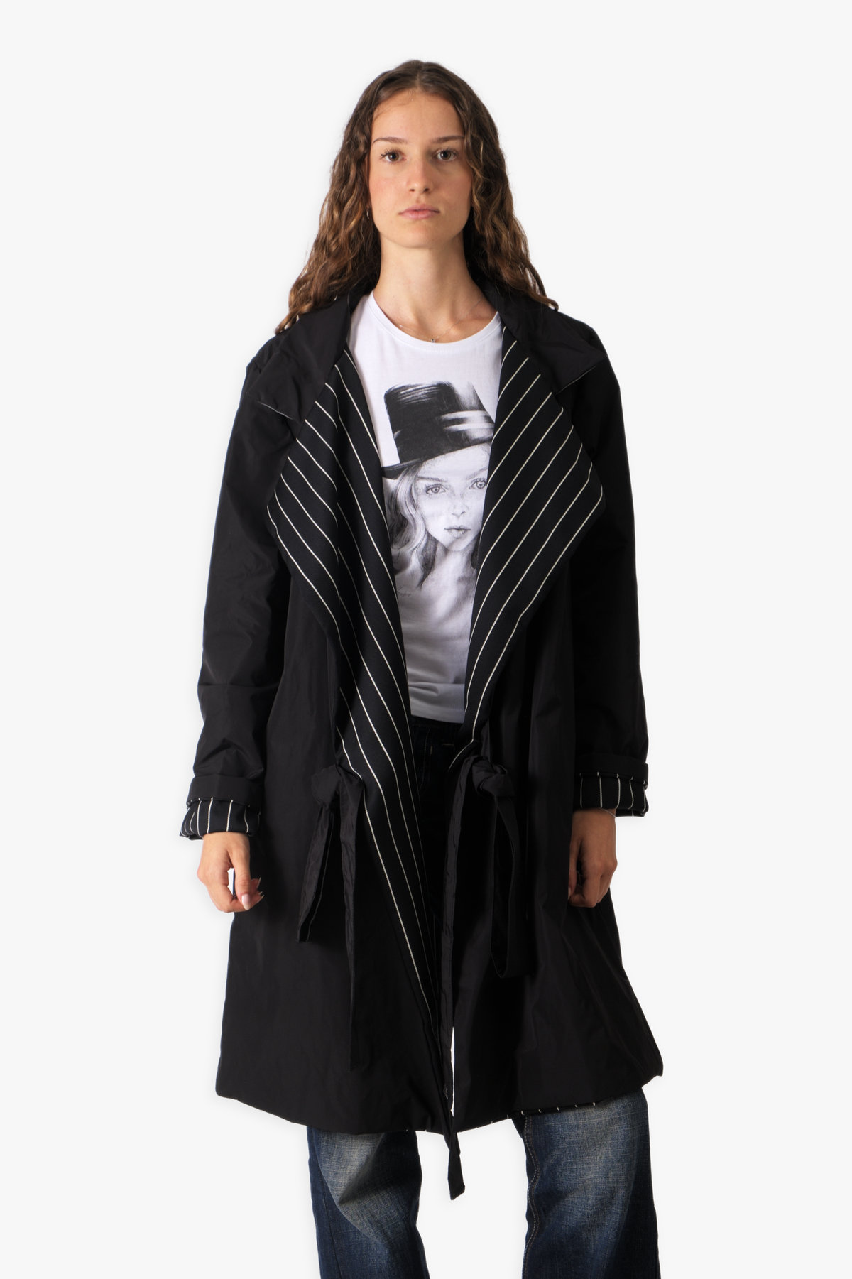 Double-Face Pinstripe Trench — view 1