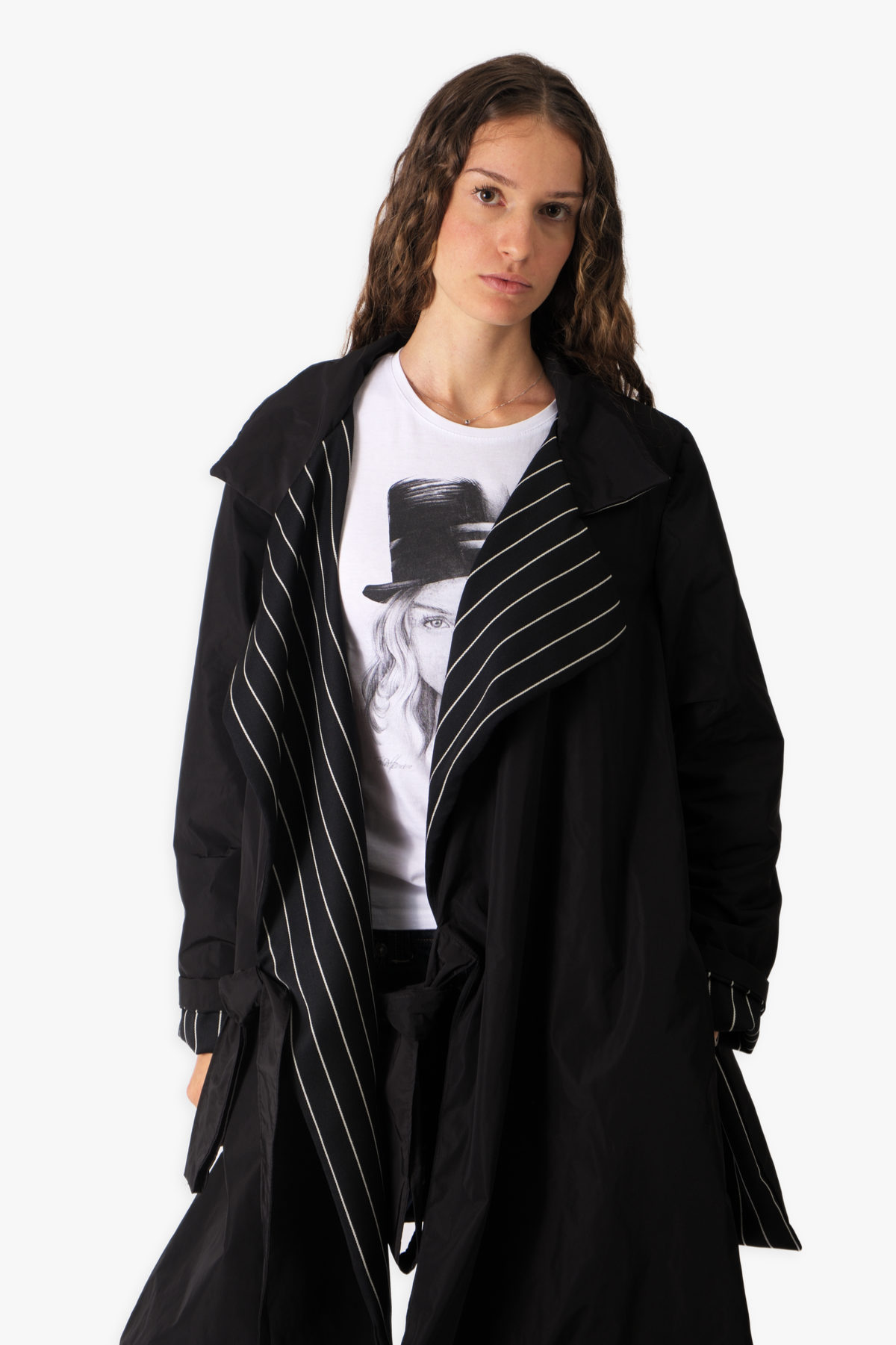Double-Face Pinstripe Trench — view 2