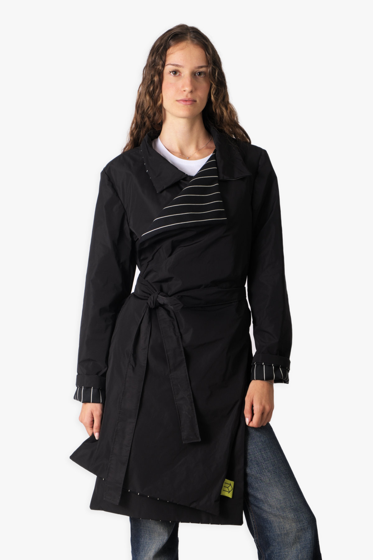 Double-Face Pinstripe Trench — view 4