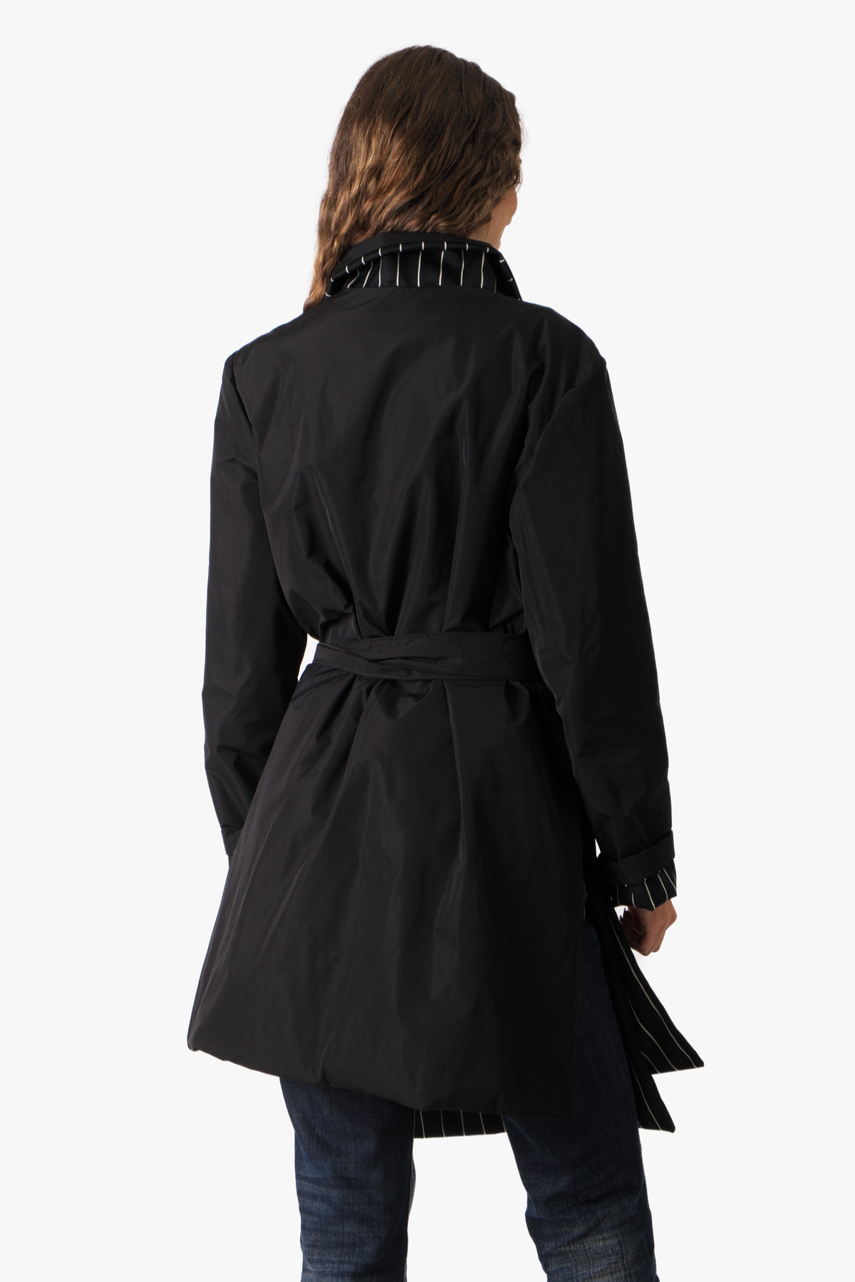 Double-Face Pinstripe Trench — view 6