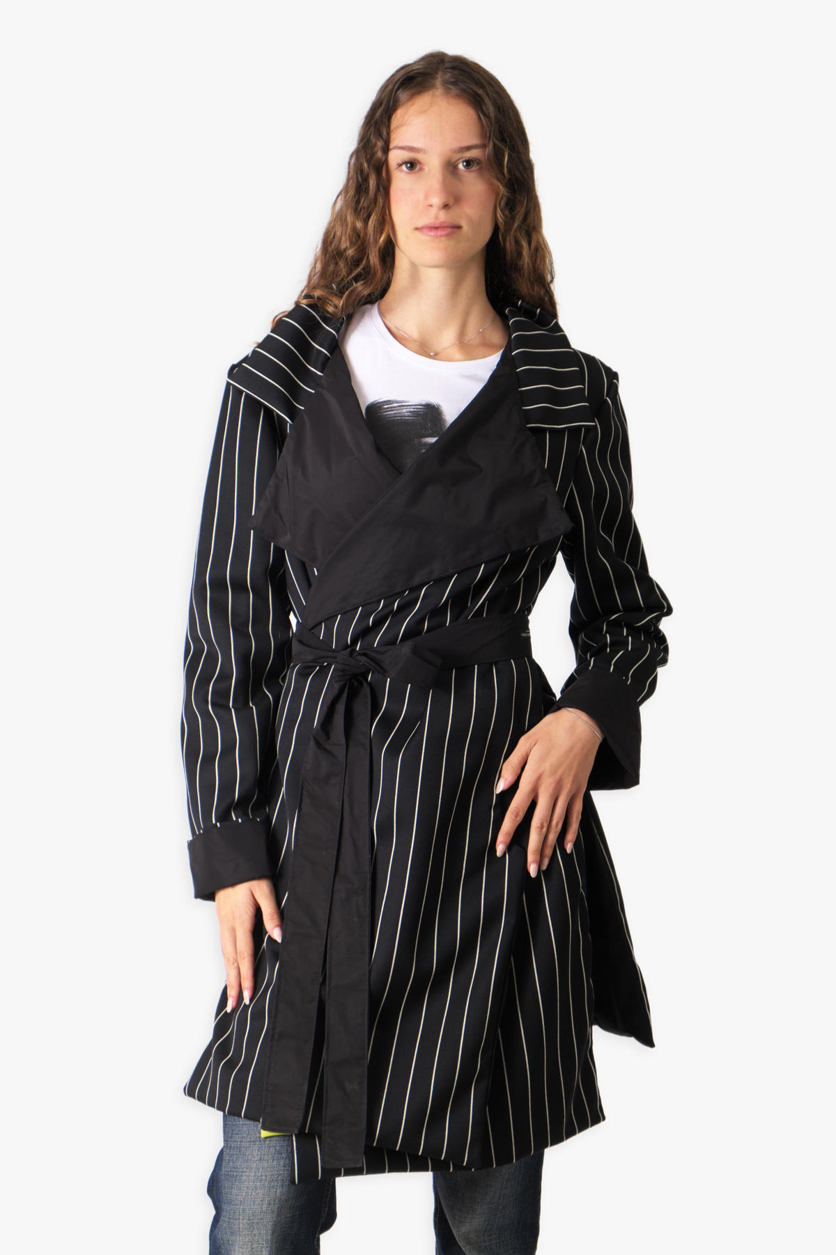 Double-Face Pinstripe Trench — view 8